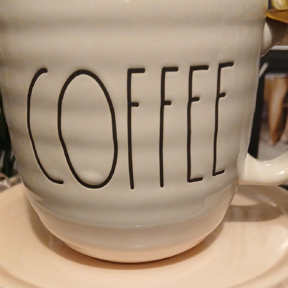 Rae Dunn Cream Mug with Ribbon - Picture 3 of 6